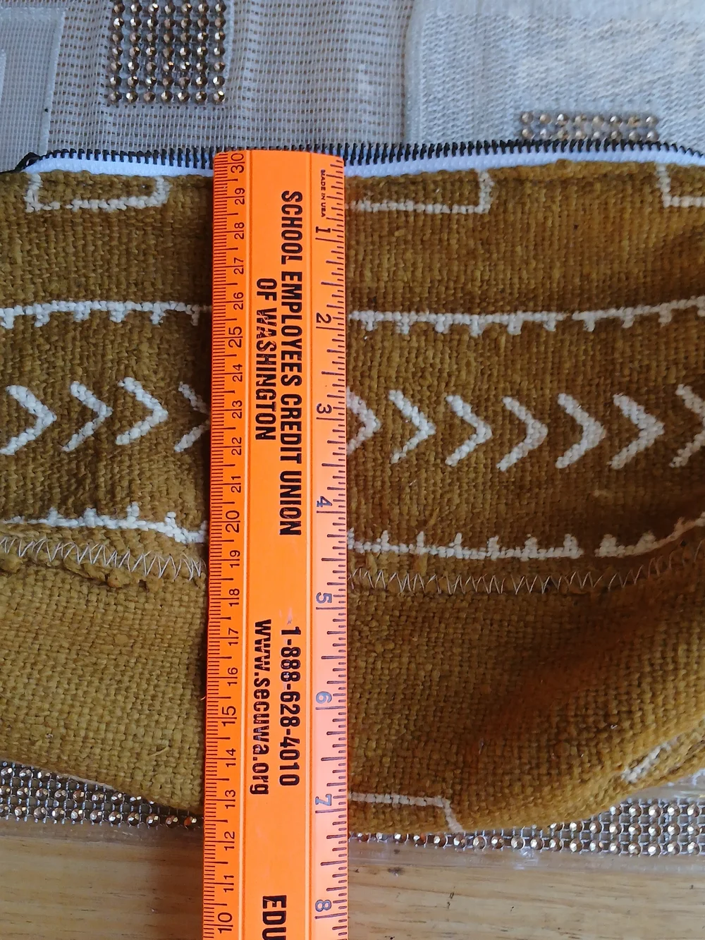 Jenna Bee Mustard Geometric Cosmetic Bag Hand Made